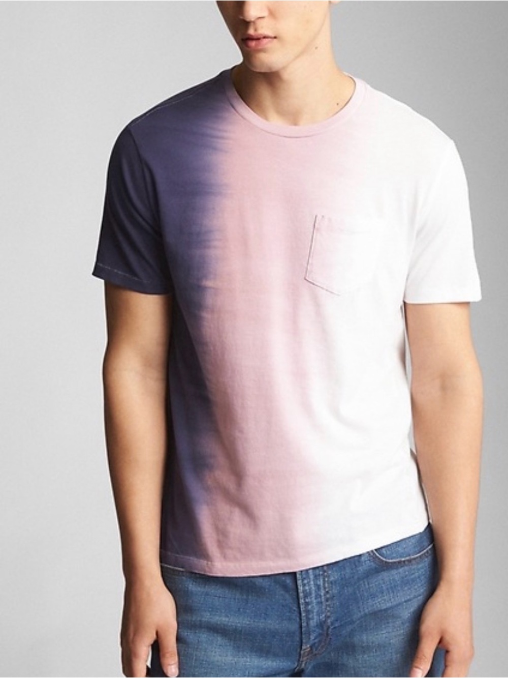 GAP Tie-Dye Pocket T-Shirt Men's XL Tri-Color Mauve Blue Surf Core Tee